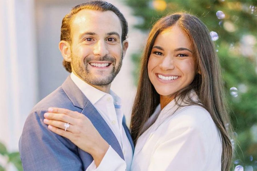 photo of smiling wedding couple