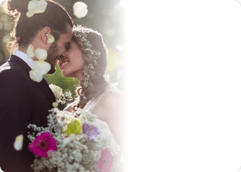 smiling wedding couple